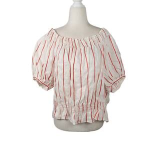 Lewit white and red stripe off-the-shoulder blouse top M